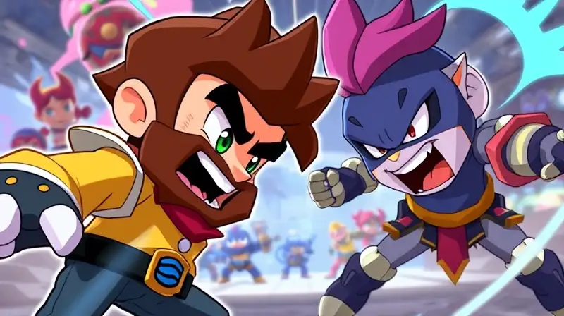 Leon de Brawl Stars en batalla estratégica colorida