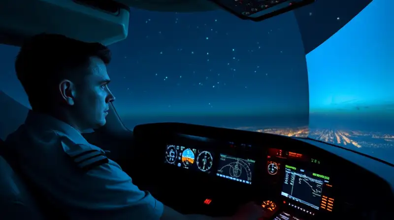 Piloto usa simulador nocturno con ambiente inmersivo