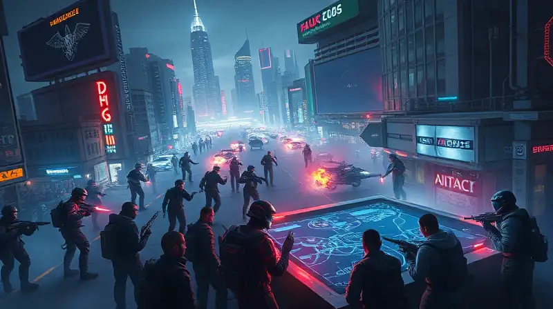 Guerra futurista con soldados y tecnología avanzada
