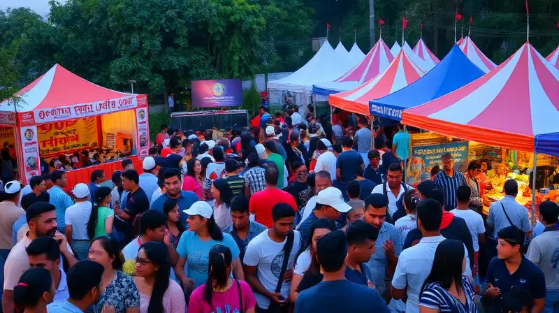 Multitud diversa disfruta evento comunitario vibrante