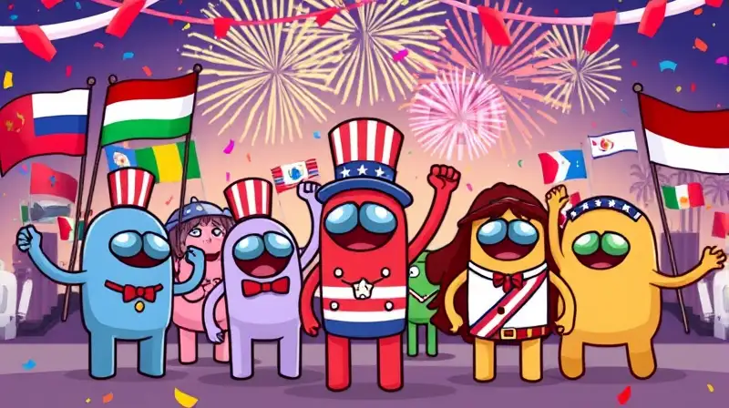 Personajes de Among Us en celebraciones patrióticas