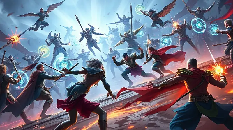 Batalla PvP intensa con héroes fantásticos