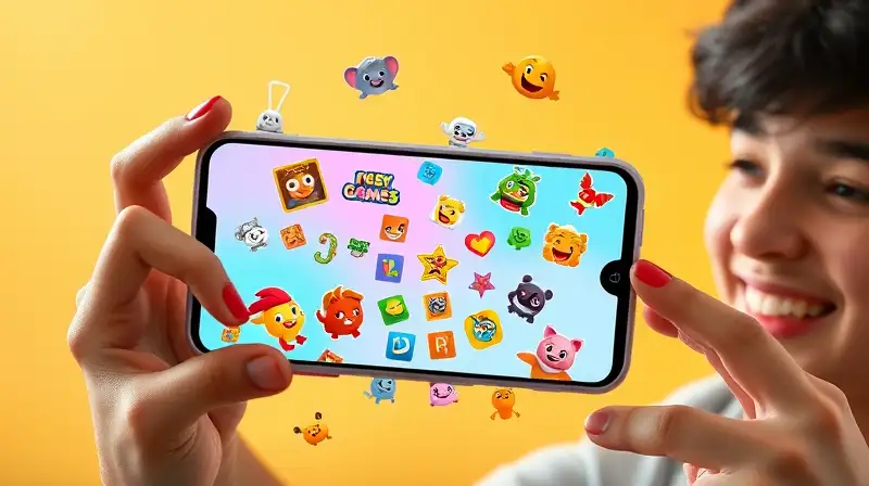 Pantalla colorida de juego casual animado
