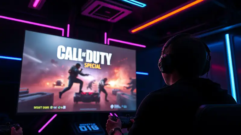 Setup gamer futurista con pantalla vibrante
