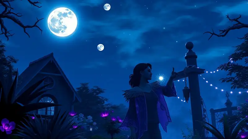 Noche mágica con magia lunar brillante