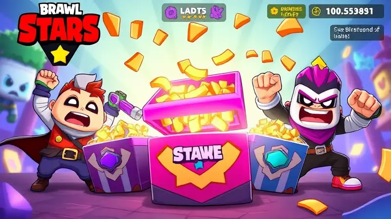 Personajes de Brawl Stars abren cajas coloridas