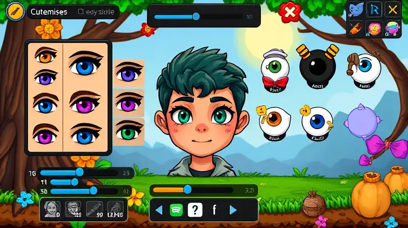 Pantalla de avatar colorida y estilo Terraria