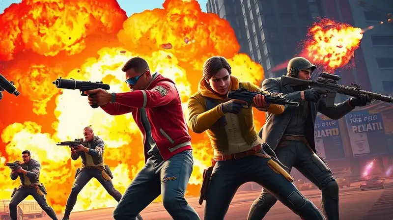 Personajes de Free Fire en intensa batalla futurista
