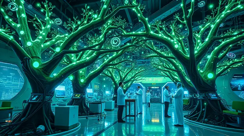 Laboratorio futurista mezcla naturaleza y tecnología
