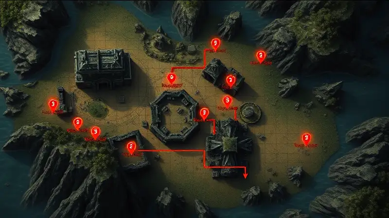 Mapa fantástico detallado con zonas peligrosas