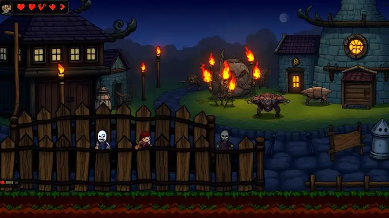 NPCs protegiéndose de monstruos en Terraria