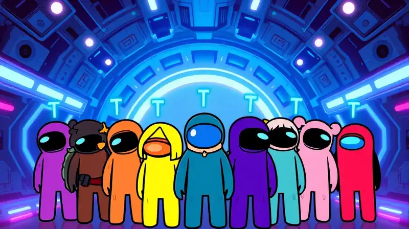 Personajes coloridos de Among Us con roles