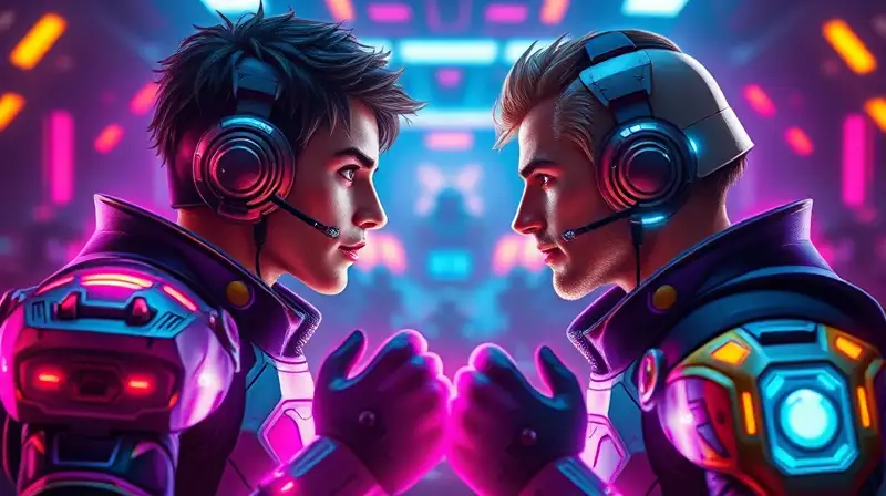 Dos gamers enfrentados con armadura digital