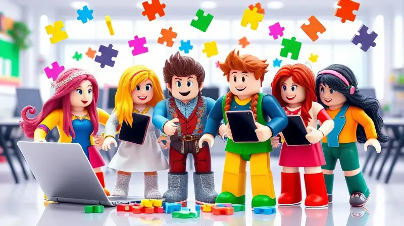 Personajes Roblox colaboran en aula virtual