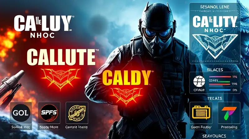 Emblemas digitales y soldado futurista en combate