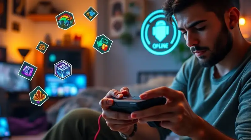 Gamer concentrado juega en modo offline