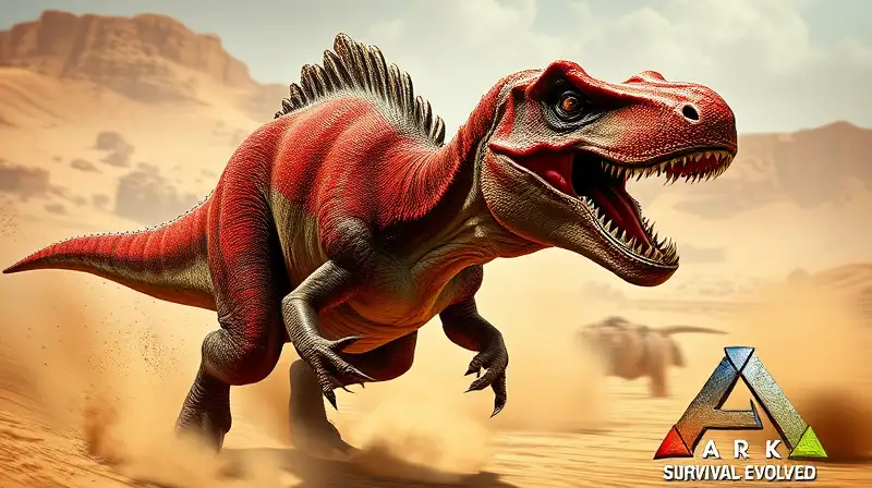 Carnotaurus feroz carga en desierto dinámico