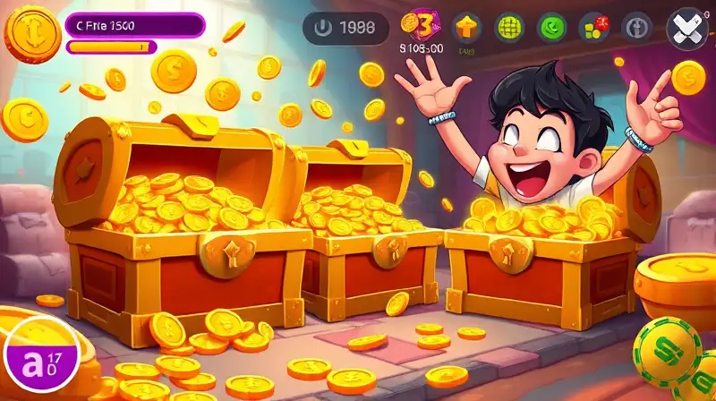 Jugador celebra premios en juego Coin Master