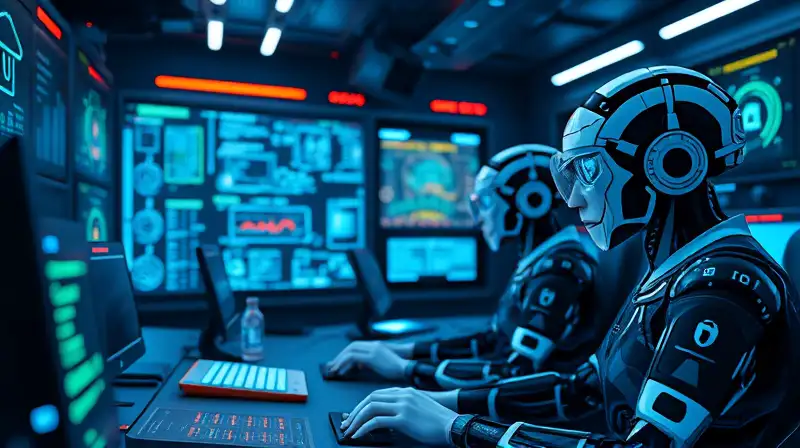 Sala futurista con IA y tecnología avanzada