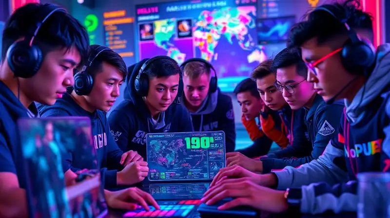 Equipo diverso de gamers en entorno futurista