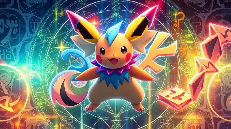 Pokémon vibrante con aura mística y creativa