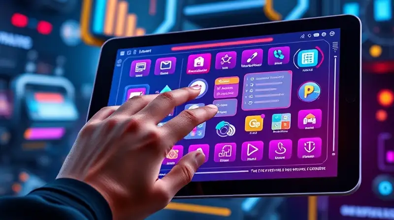 Tableta grande con interfaz táctil futurista