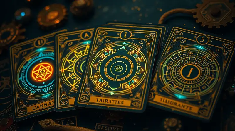 Cartas de tarot futuristas con aura mística