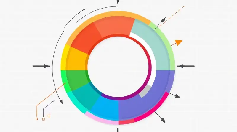 Círculo abstracto colorido con infografía moderna