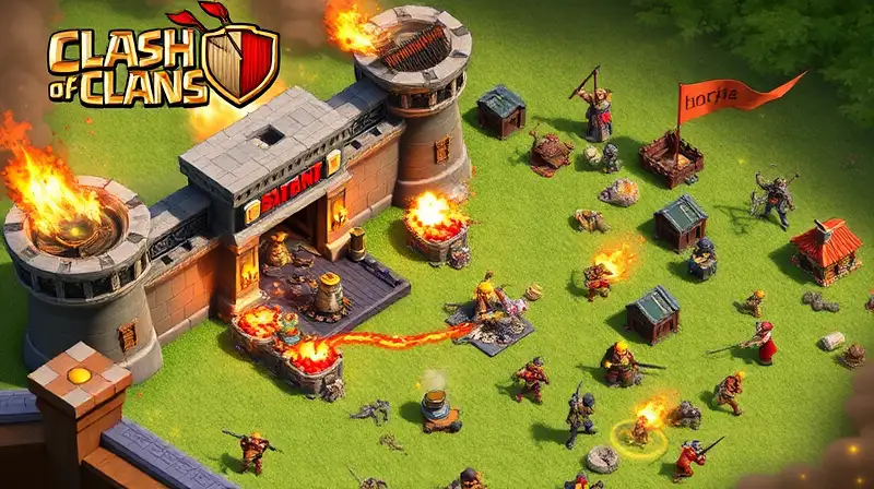 Batalla Clash of Clans: muro y tropas avanzan