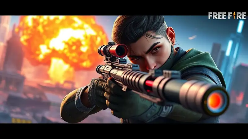 Personaje de Free Fire dispara en batalla intensa