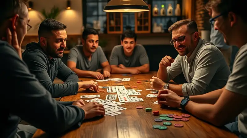 Amigos juegan rummy en ambiente acogedor