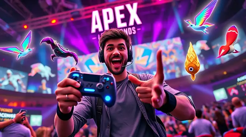 Gamer emocionado con efectos futuristas y neón