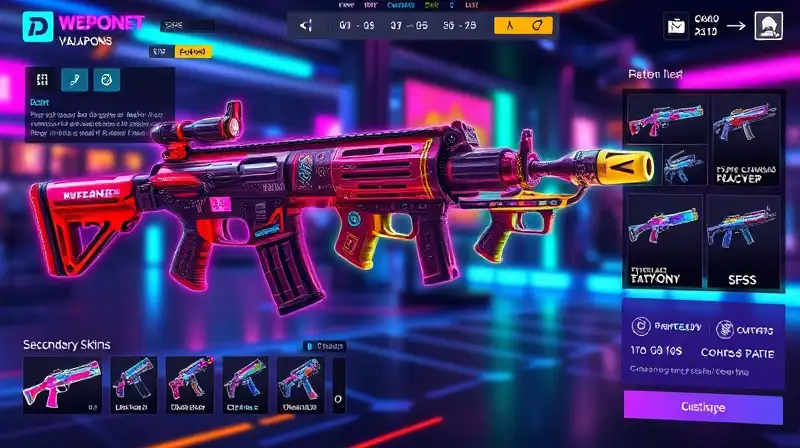 Armas brillantes y personalización en juego futurista