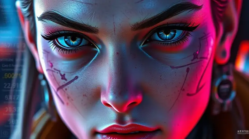 Retrato digital futurista con interfaz personalizada