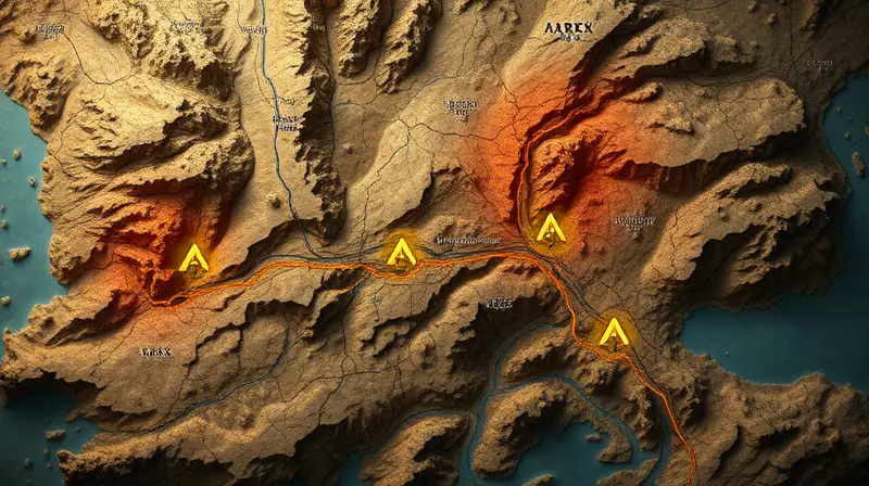 Mapa topográfico estilo ARK con cuevas
