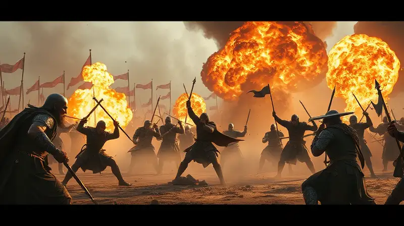 Batalla medieval con elixir, explosiones y sacrificios