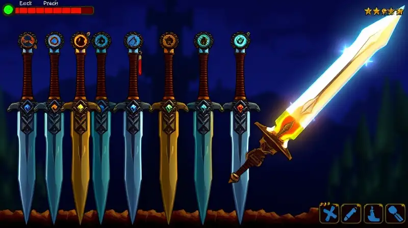 Espadas encantadas en arte pixelado vibrante