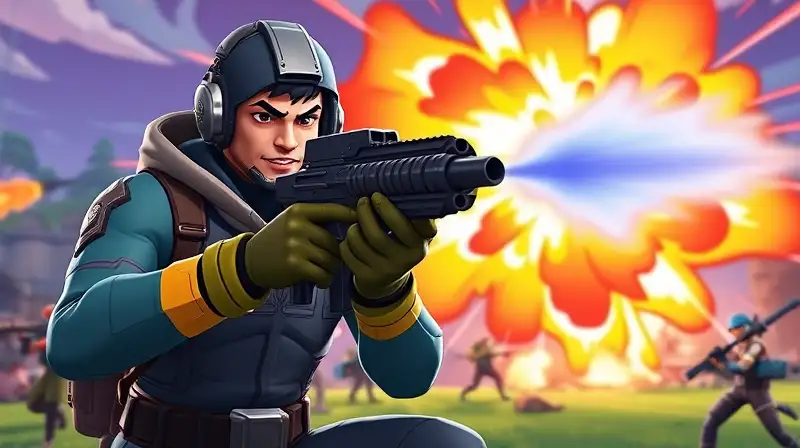 Personaje de Fortnite recarga lanzagranadas explosivo