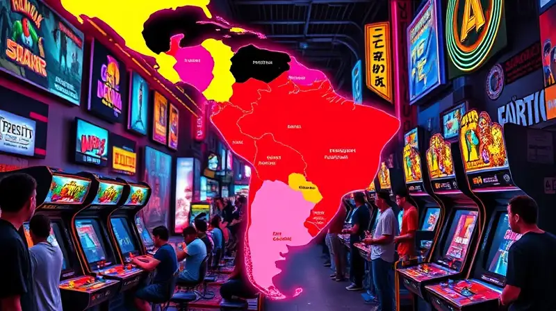 Mapa colorido y videojuegos retro en ambiente vibrante