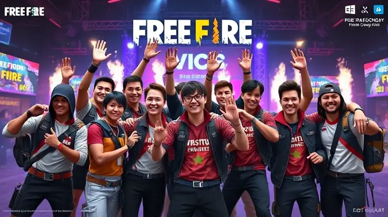 Celebración de victoria en Free Fire vibrante