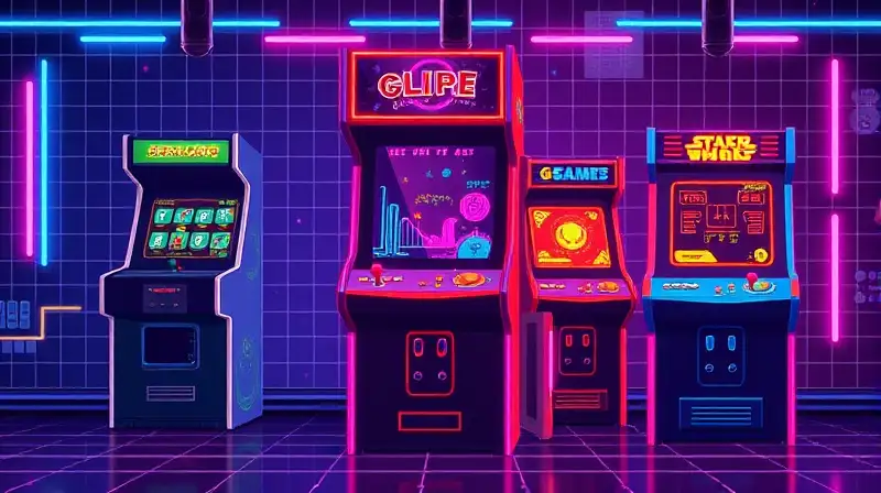Máquina arcade retro con gráficos pixelados vibrantes