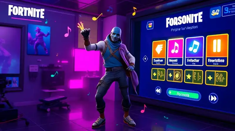 Personaje de Fortnite baila con luces vibrantes