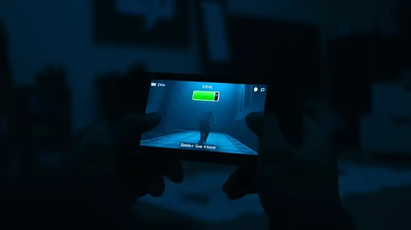 Gamer juega sigilosamente en dispositivo portátil