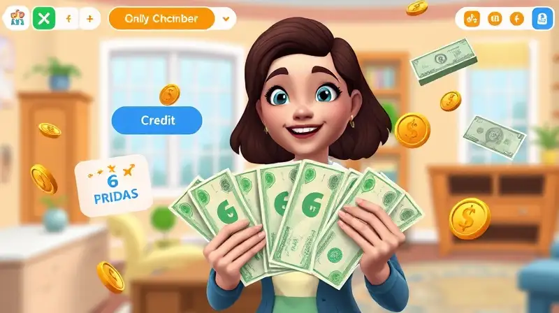 Personaje Sims con dinero y deudas digitales