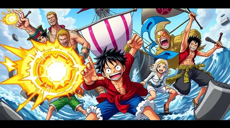 Personajes dinámicos de One Piece en batalla