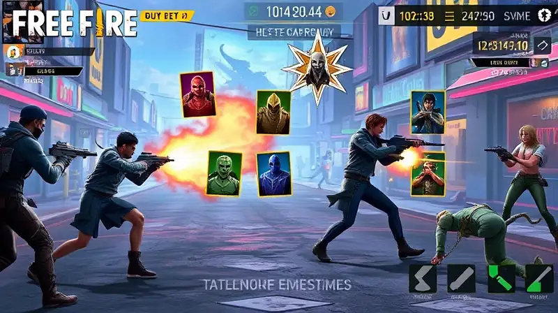 Escena dinámica de Free Fire con acción