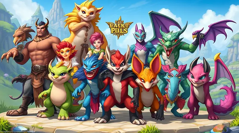 Criaturas fantasiosas heroicas posan en equipo