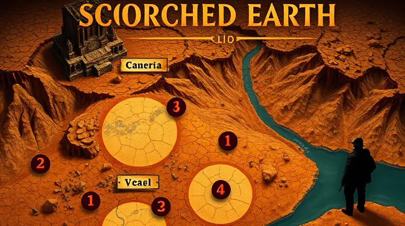 Mapa detallado de artefactos en desierto