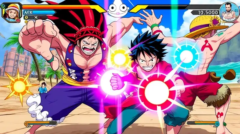 Personajes de One Piece en batalla energética