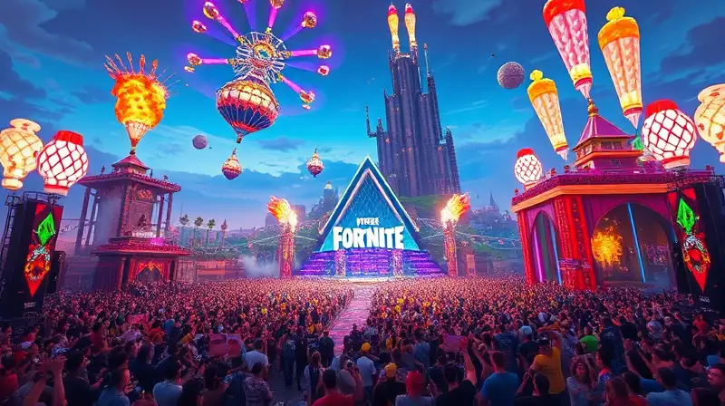 Evento épico de Fortnite con ambiente vibrante